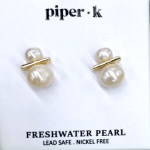 NWT ⚜️🤍⚜️ Piper K Gorgeous Double Freshwater Pearl Stud Earrings